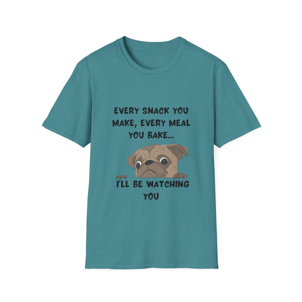 Printify T-Shirt S / Heather Galapagos Blue Funny Dog Unisex T-Shirt with 'I'll be watching you' Quote