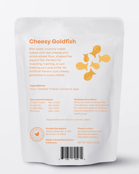 Doodle Doo Bakery Dog Treat Homemade Dog Treats - Cheesy Goldfish 1/2lb 🐶