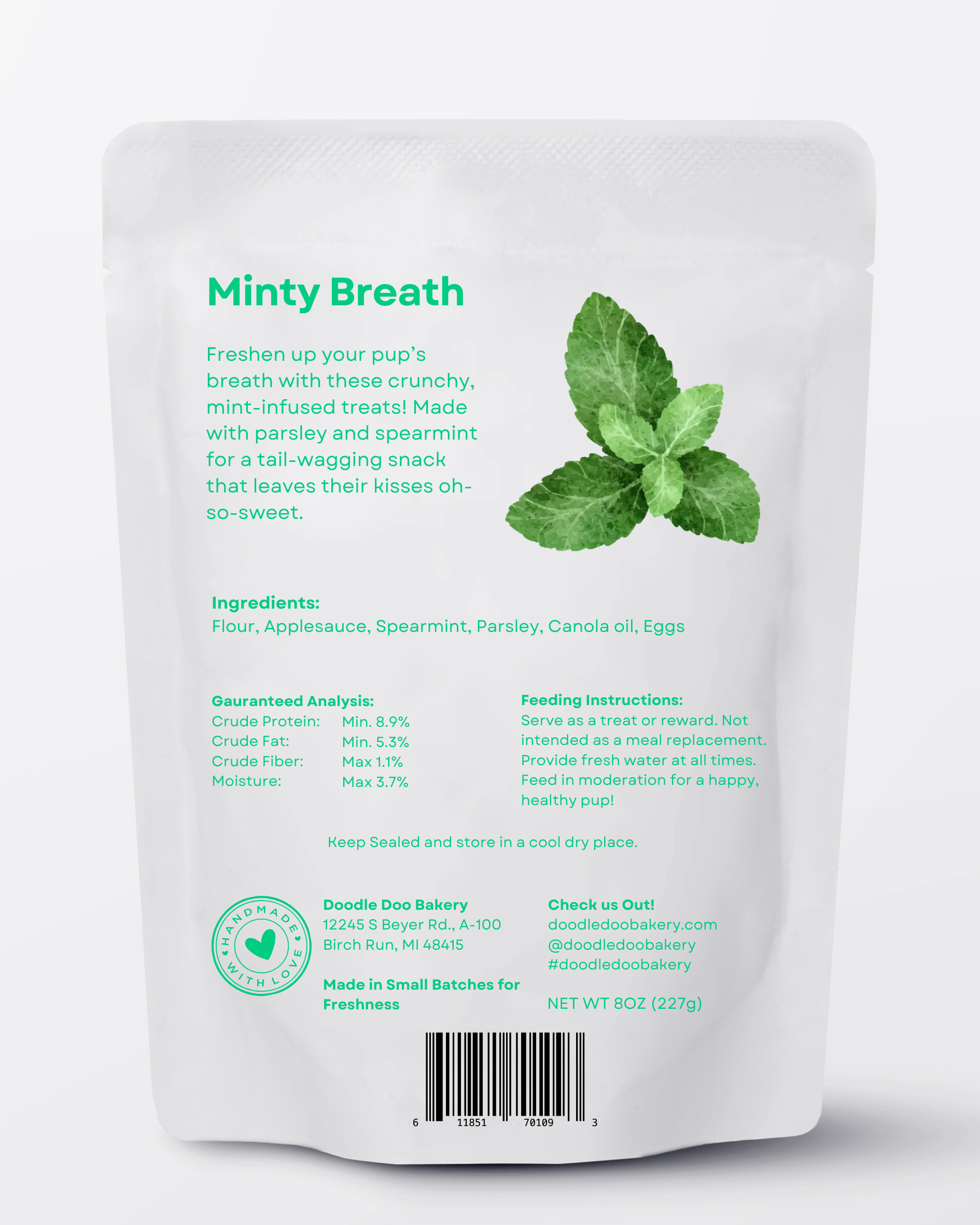 🍃Homemade Dog Treats - Minty Breath Blend Dog Snacks 1/2lb