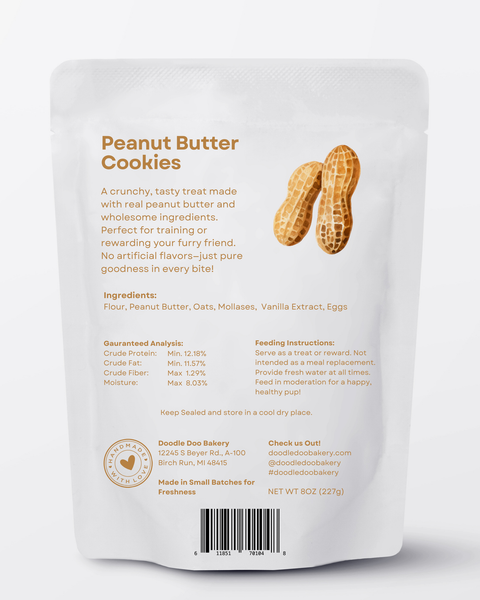 Doodle Doo Bakery Dog Treat Homemade Dog Treats - 🥜 Peanut Butter Cookies Treat 1/2lb