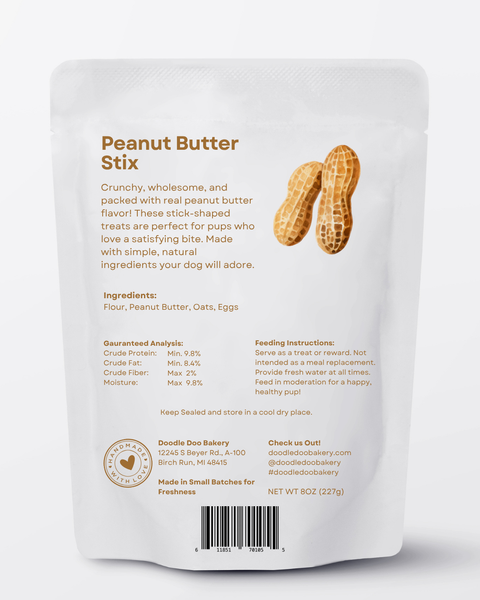 Doodle Doo Bakery Dog Treat 🥜 Homemade Dog Treats - Peanut Butter Stix Treat 1/2lb