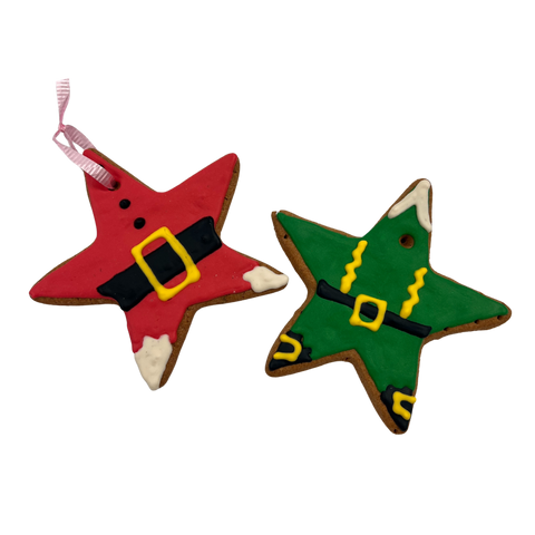 Doodle Doo Bakery Dog Treats Christmas Ornament w/String Star Elf or Santa 1Pc
