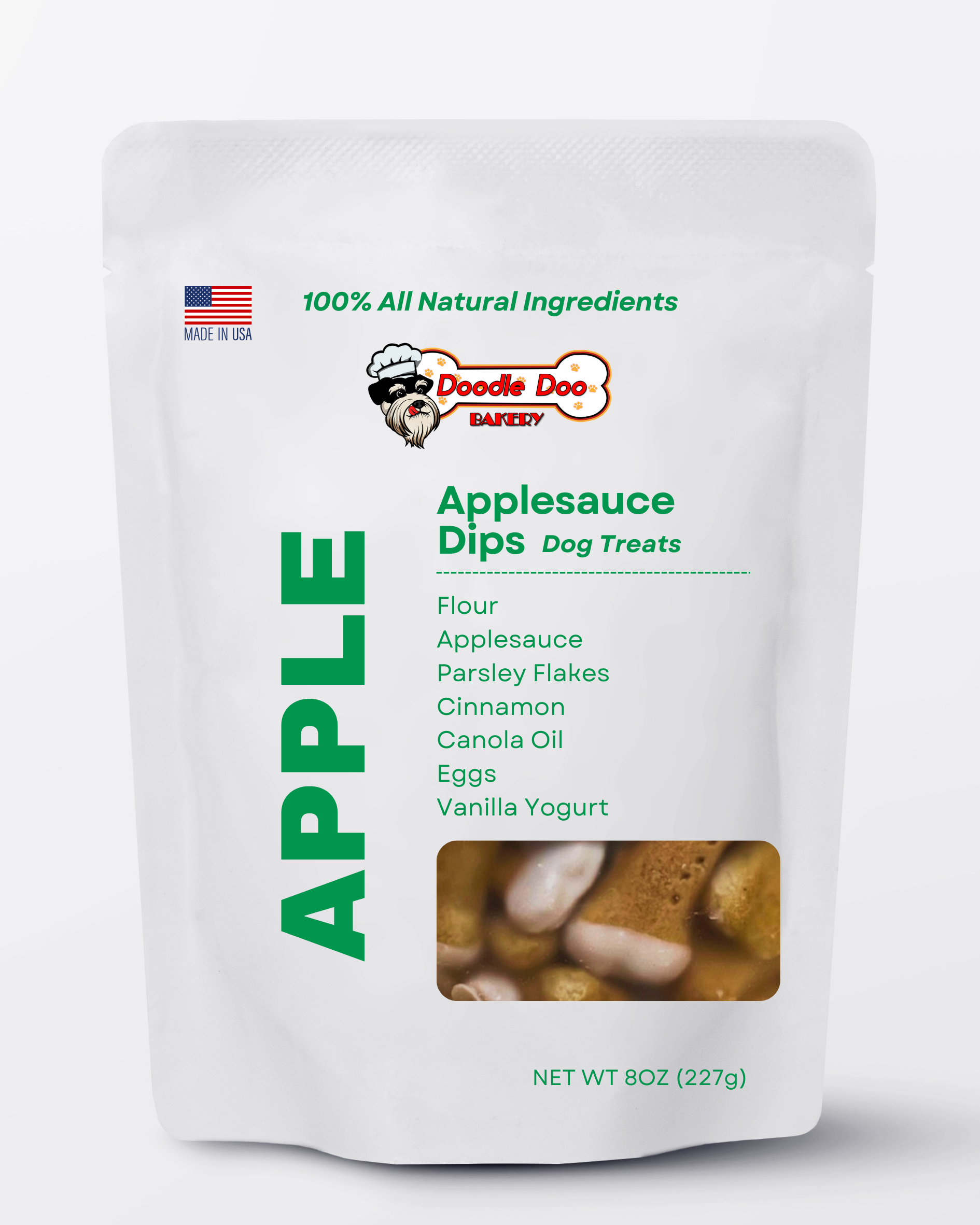 Homemade Applesauce Yogurt-Dipped Dog Treats – 1/2 lb | Doodle Doo