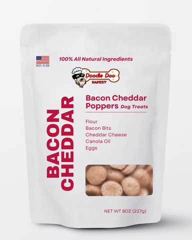 Doodle Doo Dog Treat 🥓 Homemade Dog Treats -  Bacon Cheddar Poppers Treat 1/2lb