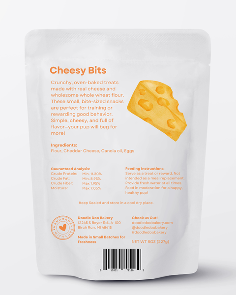 Doodle Doo Dog Treat 🧀 Homemade Dog Treats - Cheese Bits Dog Biscuits 1/2 LB.