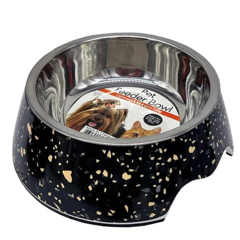 Kole Imports Dog Drink 6.75" Confetti Pet Feeder with Removeable Steel Bowl