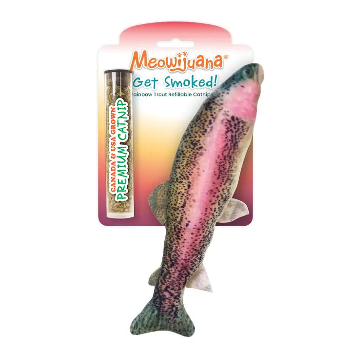 Meowijuana cat treat Get Smoked Rainbow Trout Refillable Catnip Cat Toy