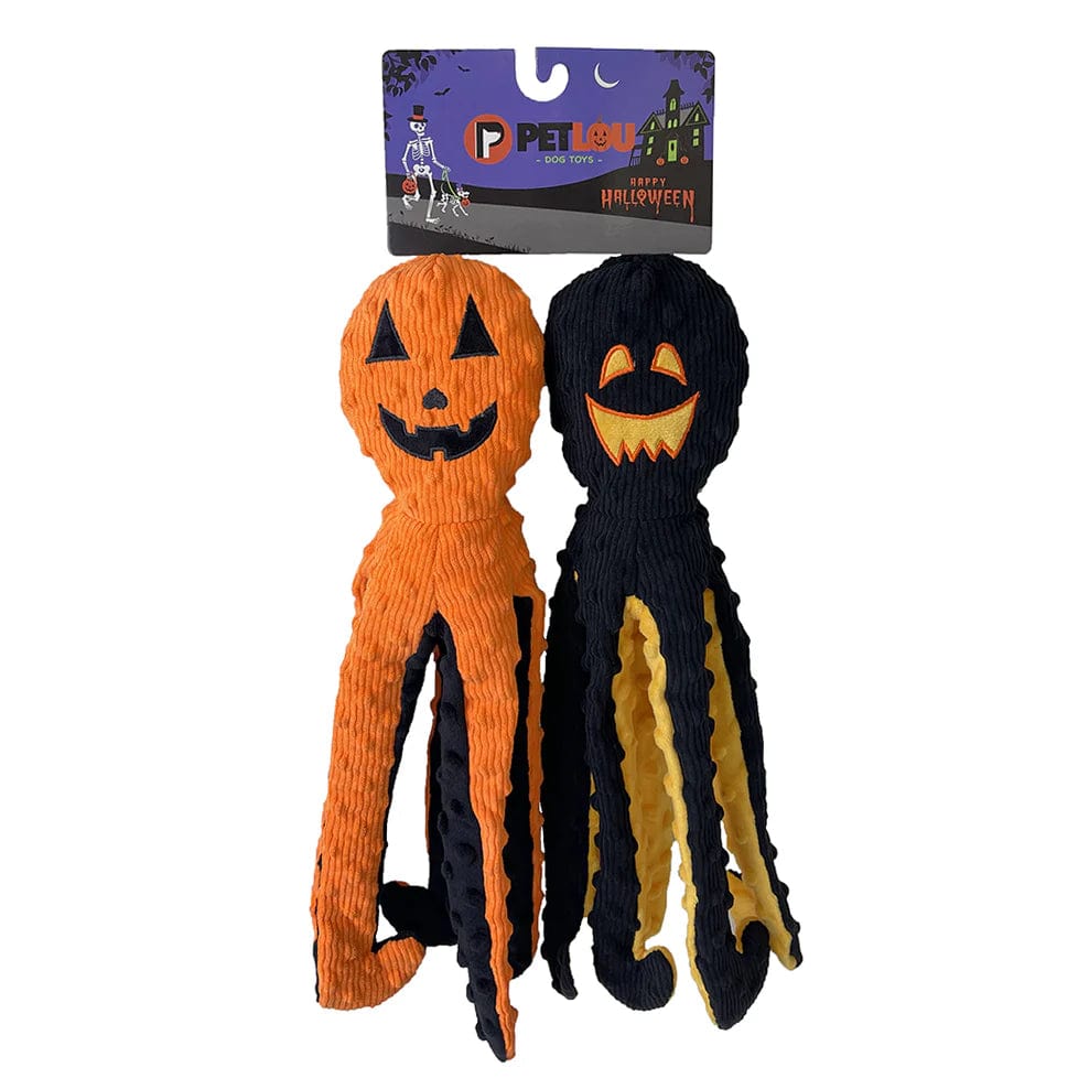 Pet Lou Dog Toys 16" Dotty Friends 2.0 - Halloween Twin Pack Octopi