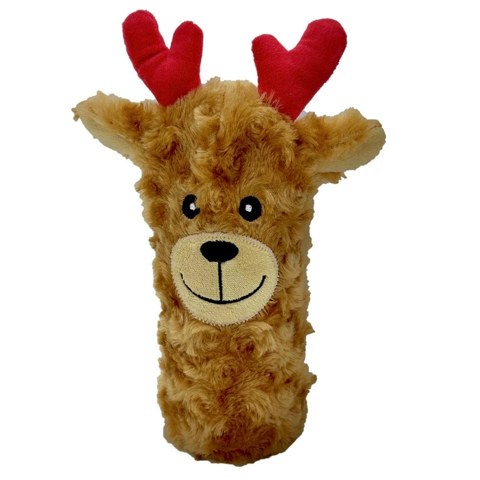 Pet Lou Dog Toys 8" Christmas Squeaky Reindeer Bottle