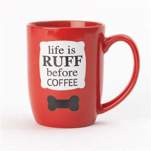 PetRageous Pet Accessories Life is Ruff Before Coffee Mug (Red)