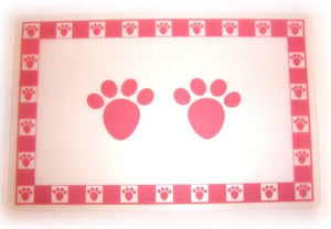 PetRageous Pet Accessories Pink Pet Paws Placemat - 11.75" x 19"W