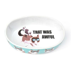 PetRageous Pet Accessories This is Awful Grumpy Cat® 7" Oval Bowl (Blue)