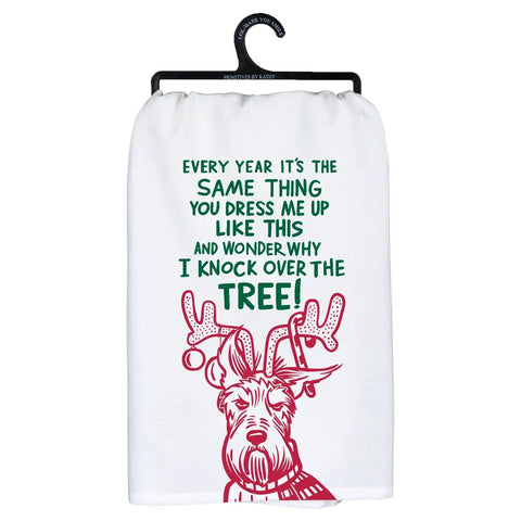 Primitives by Kathy Dog Why I Knock Over the Tree Kitchen Towel