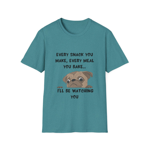 Printify T-Shirt S / Heather Galapagos Blue Funny Dog Unisex T-Shirt with 'I'll be watching you' Quote