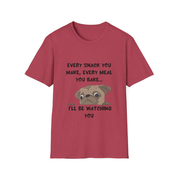 Printify T-Shirt S / Heather Cardinal Funny Dog Unisex T-Shirt with 'I'll be watching you' Quote