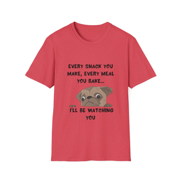 Printify T-Shirt S / Heather Red Funny Dog Unisex T-Shirt with 'I'll be watching you' Quote