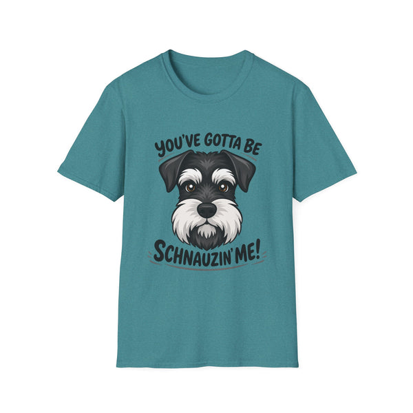 Printify T-Shirt S / Heather Galapagos Blue Funny Dog Unisex T-Shirt with 'You've Gotta Be Schnauzer Me' Quote