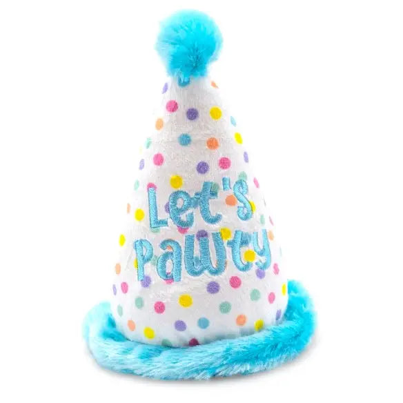 Thoozy Play Dog Toys Thoozypet Birthday Hat Blue Plush Dog Toy 7"
