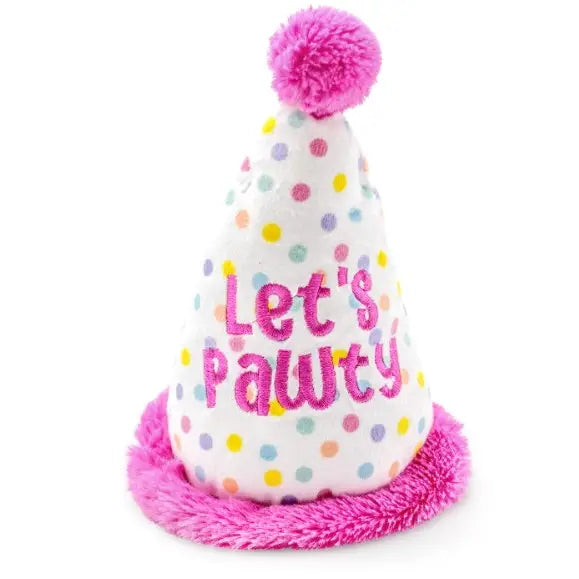 Thoozy Play Dog Toys Thoozypet Birthday Hat Pink Plush Dog Toy 7"
