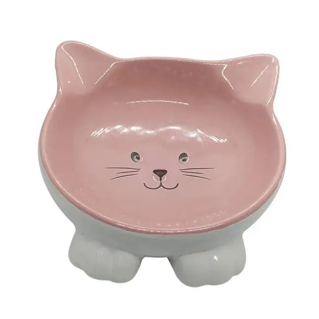 Thoozy Play Pet Supplies Thoozypet Cat Face Ceramic Bowl Pink